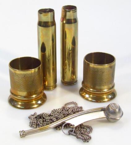 Various early 20thC spent brass shell cases