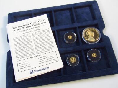 The Smallest Gold Coins Of The World Collection cased proof coins