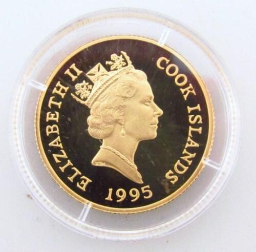 A cased Cook Islands 1995 proof gold