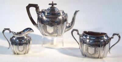 A 20thC silver plated three-piece tea service