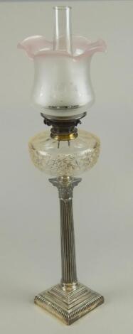 An Edwardian silver oil lamp