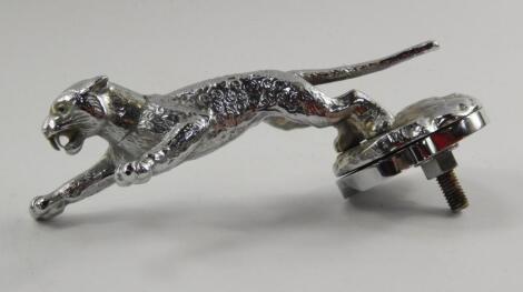 A Desmo chromium plated car mascot in the form of a leaping jaguar