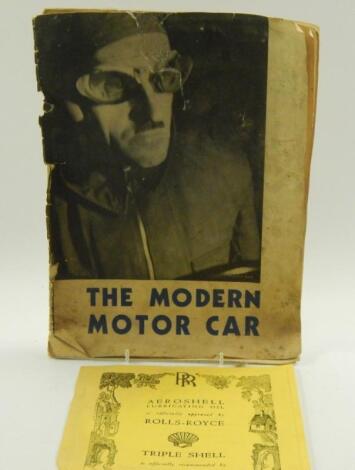 The Modern Motor Car. A Shell Lubricating Oil instruction book with sectional display colour prints