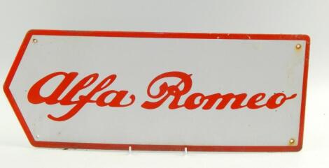 An Alfa Romeo enamel directional sign