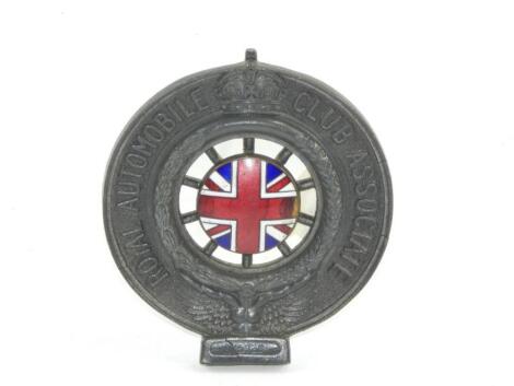 A Royal Automobile Club Association metal and enamel car badge