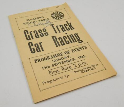 Donald Campbell interest. A 1965 Sleaford Round Table Grass Track Car Racing programme of events
