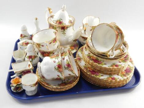 A Royal Albert porcelain part tea service decorated in the Old Country Roses pattern