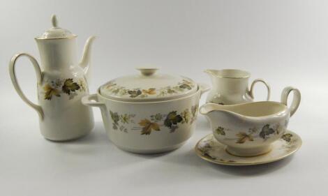 A Royal Doulton porcelain part dinner and coffee service decorated in the Larchmont pattern