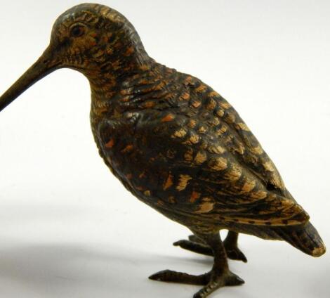 A cold painted bronze model of a Snipe