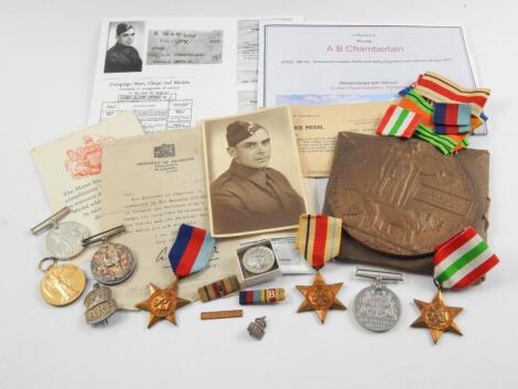 Two groups of family medals awarded in the Great War and WWII