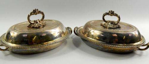 A pair of Victorian silver entree dishes and covers