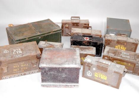 A quantity of military ammunition and other tin boxes