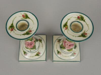 A pair of Wemyss pottery candlesticks - 2