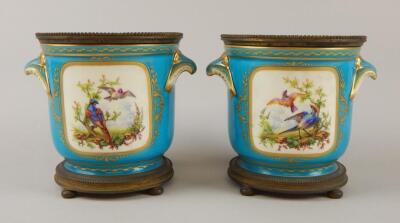 A pair of late 19thC Sevres style cache pots - 2