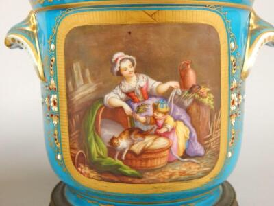 A pair of late 19thC Sevres style cache pots - 4