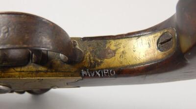 An early 19thC flintlock double barrel pistol - 3