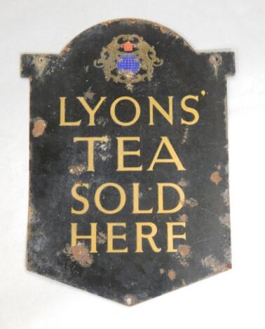 An early 20thC Lyons Tea double sided enamel shop sign