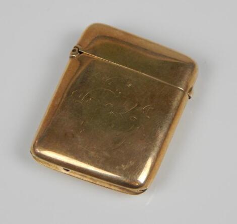 A 9ct gold vesta case