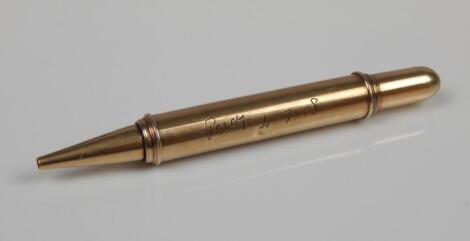 An Asprey 9ct gold cased pencil