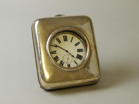 A late Victorian silver pocket watch Goliath case