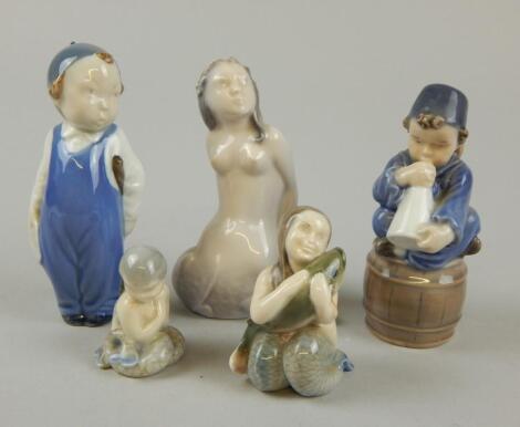 A group of five Royal Copenhagen figures