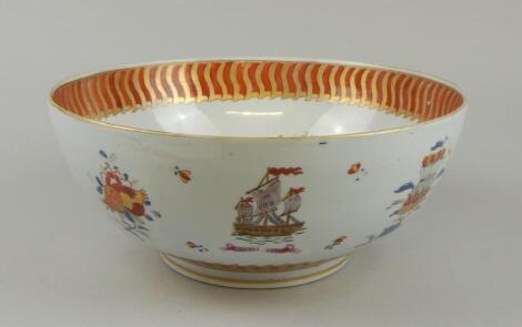 A 19thC Samson porcelain punch bowl in Chinese export style