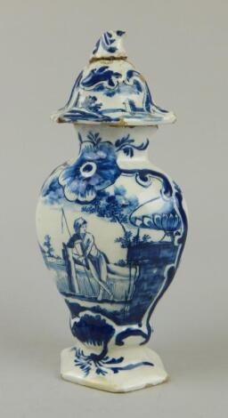 An 18thC blue and white Dutch Delft vase