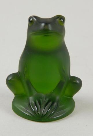 A modern Lalique green glass figure of a frog