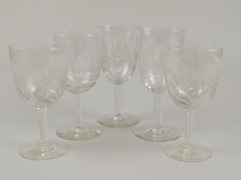 A matched set of five late 19thC drinking glasses