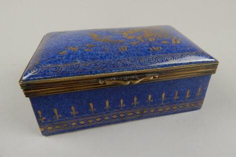 A Chinese export style blue enamel cigarette box