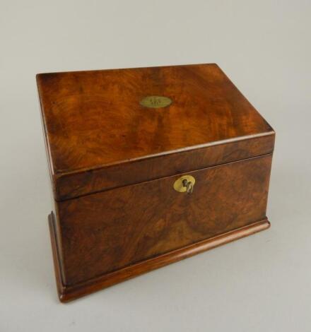 A Victorian walnut stationery box