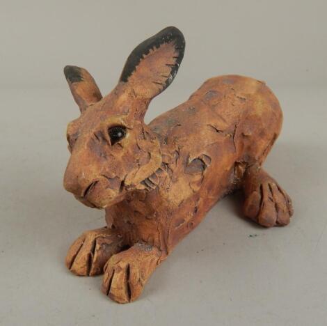 A modern Hulme Studio Pottery figure of a recumbent hare