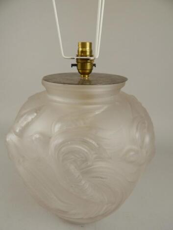 An early 20thC Lalique style table lamp