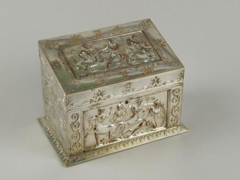 A 19thC silver on copper box or caddy