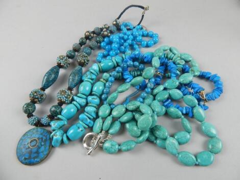 A quantity of natural stone and other necklaces