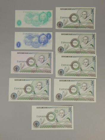 A collection of experimental bank notes