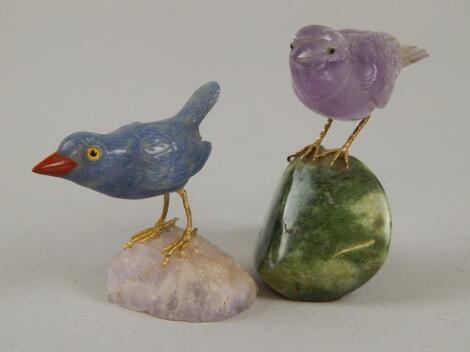 Two carved hardstone birds