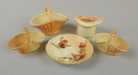 Various Royal Worcester blush ivory wares