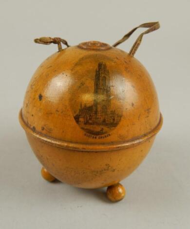 A late 19thC Mauchline ware sycamore string box