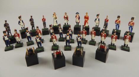 A 20thC painted lead Napoleonic style chess set