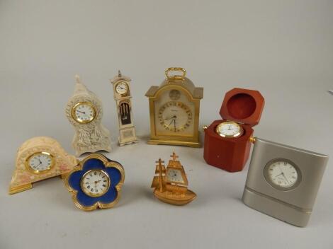 Various miniature travel clocks etc.