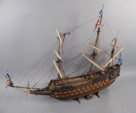 A modern scale model of a Swedish three masted war ship