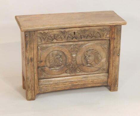 An oak small coffer