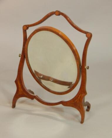 A mahogany and marquetry dressing table mirror