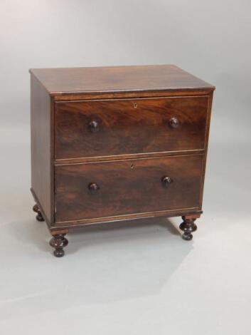 A 19thC mahogany small chest with two drawers