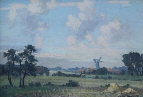 Clive Richard Browne (1901-1991). Windmill in Lincolnshire landscape