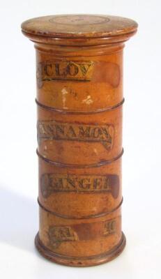 A 19thC sycamore four sectional spice tower