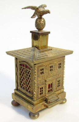 A mid-19thC brass house money box