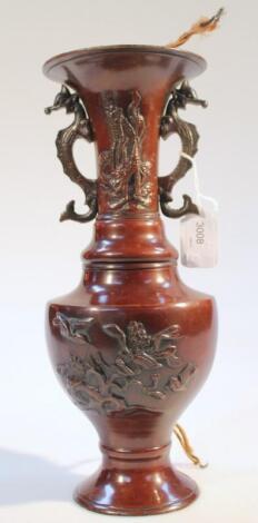 A 19thC Japanese Meiji period bronze vase