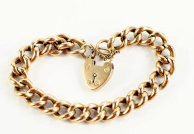 A 9ct rose gold curb link bracelet